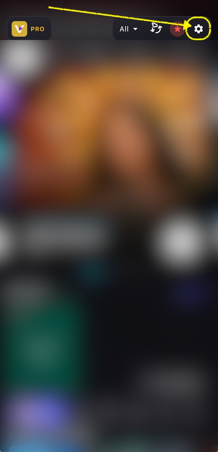 Settings gear on the home screen