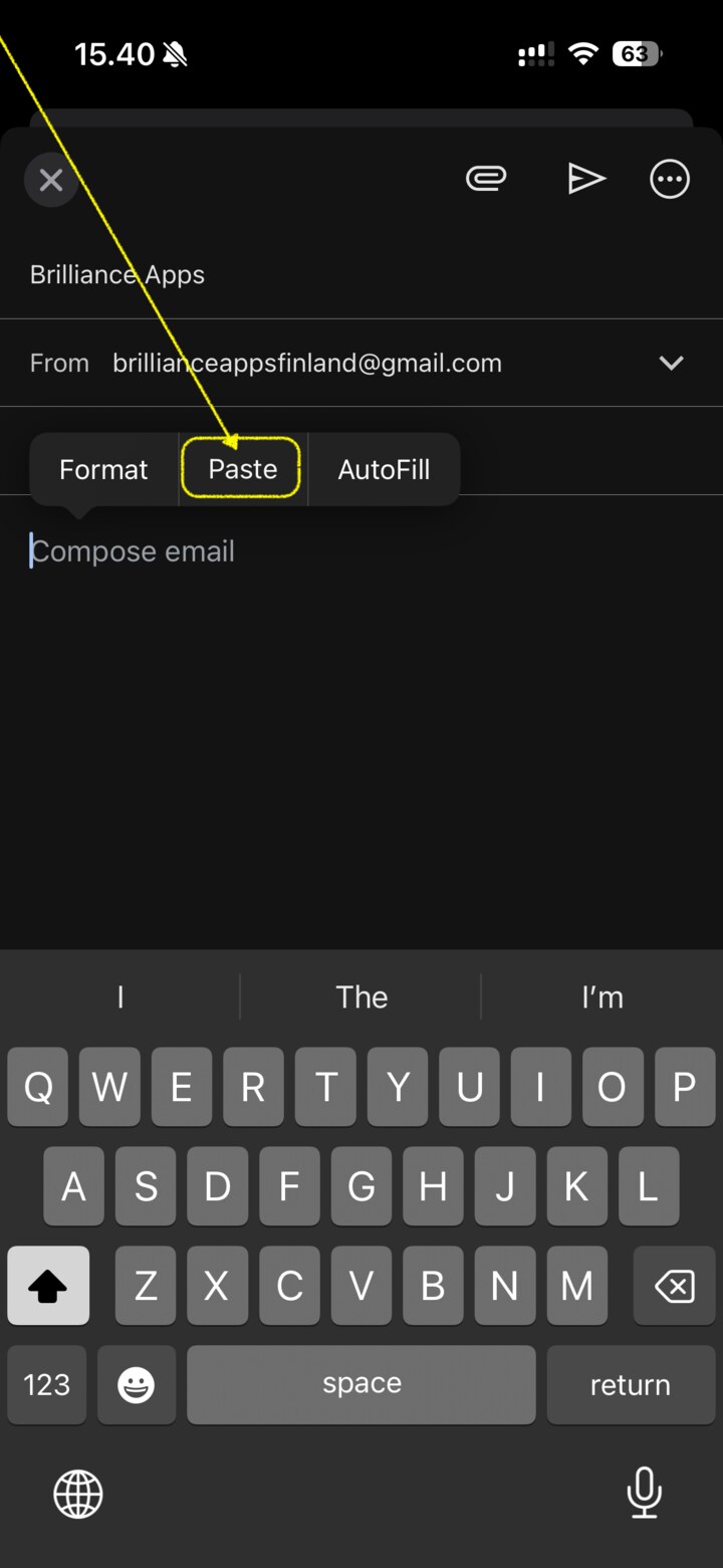 Pasting logs into email
