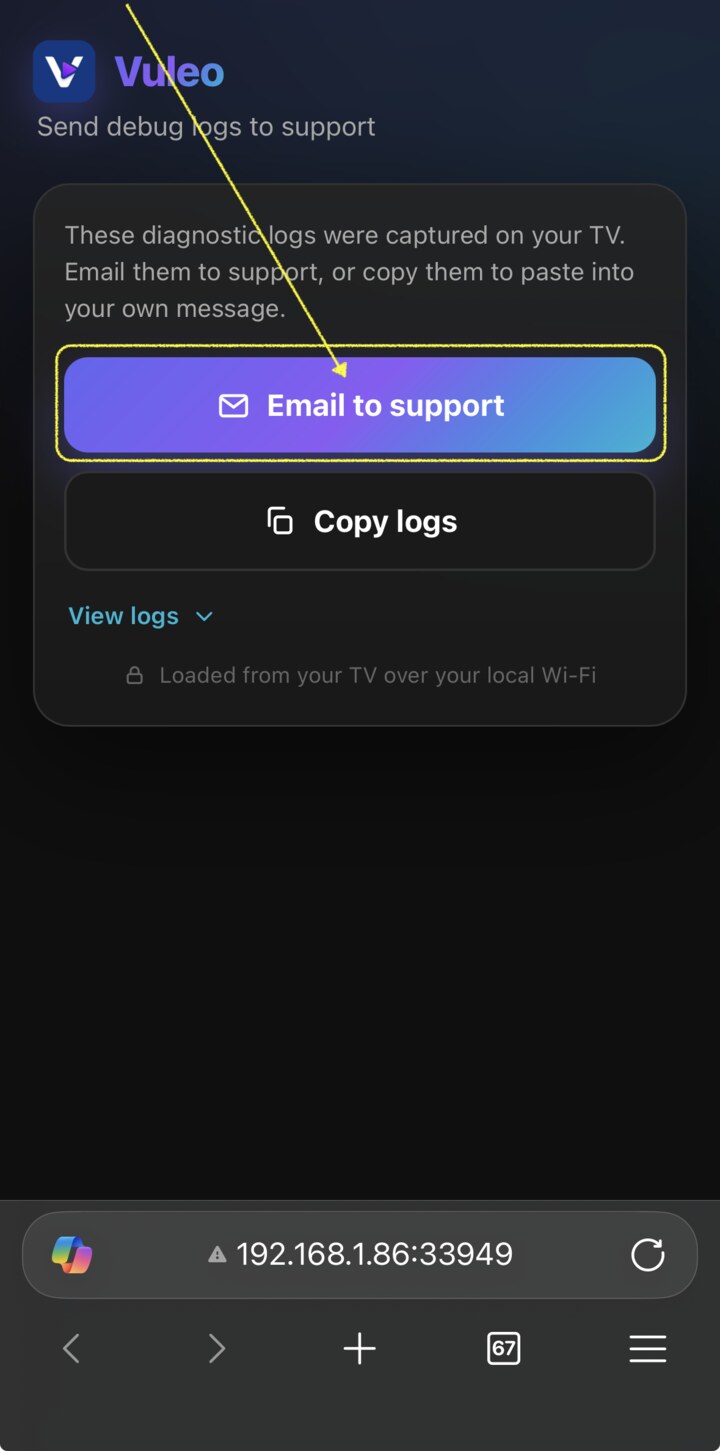 Phone email to support page